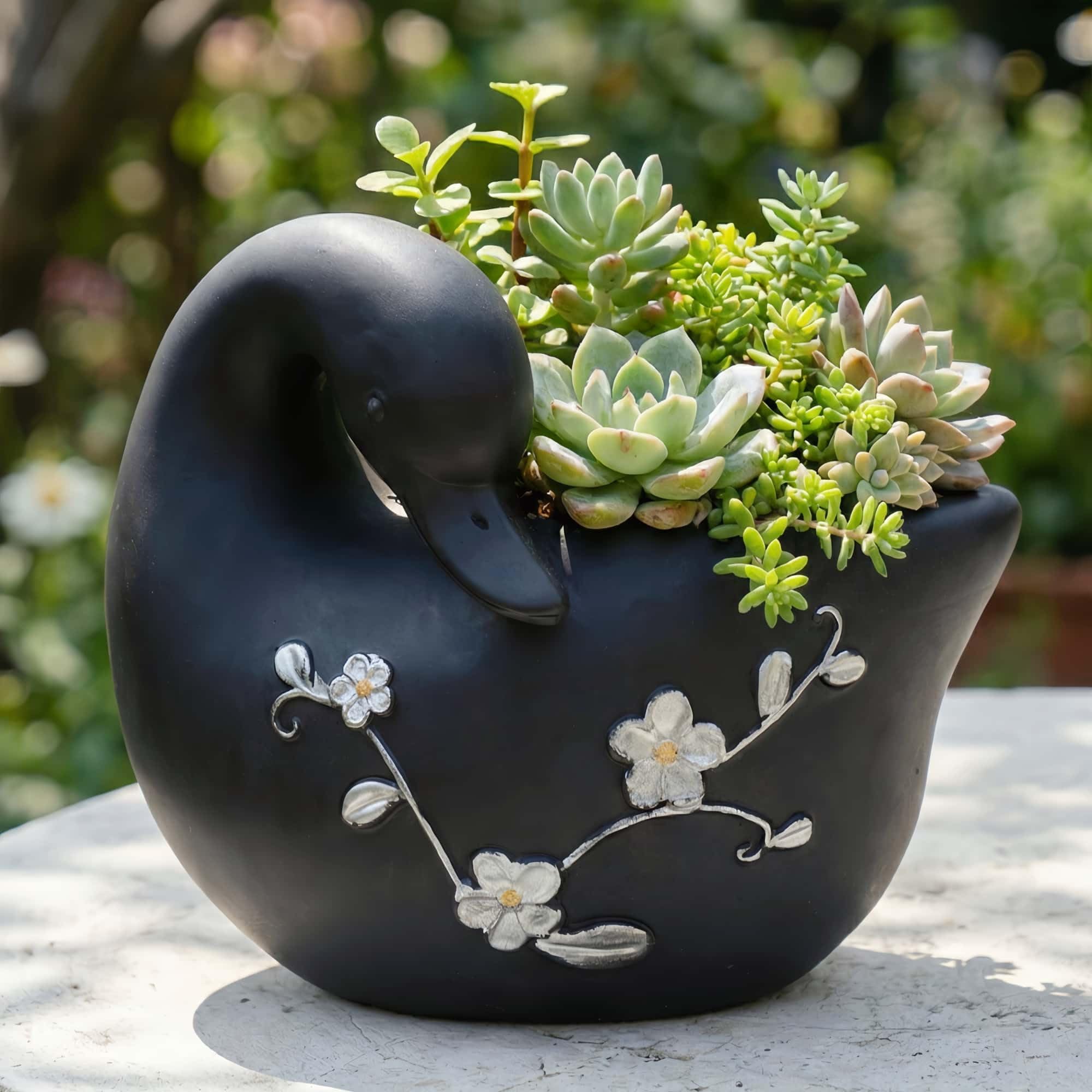 Amazon.com: Euiroet Swan Flower Pot - Unique Resin Sculpture